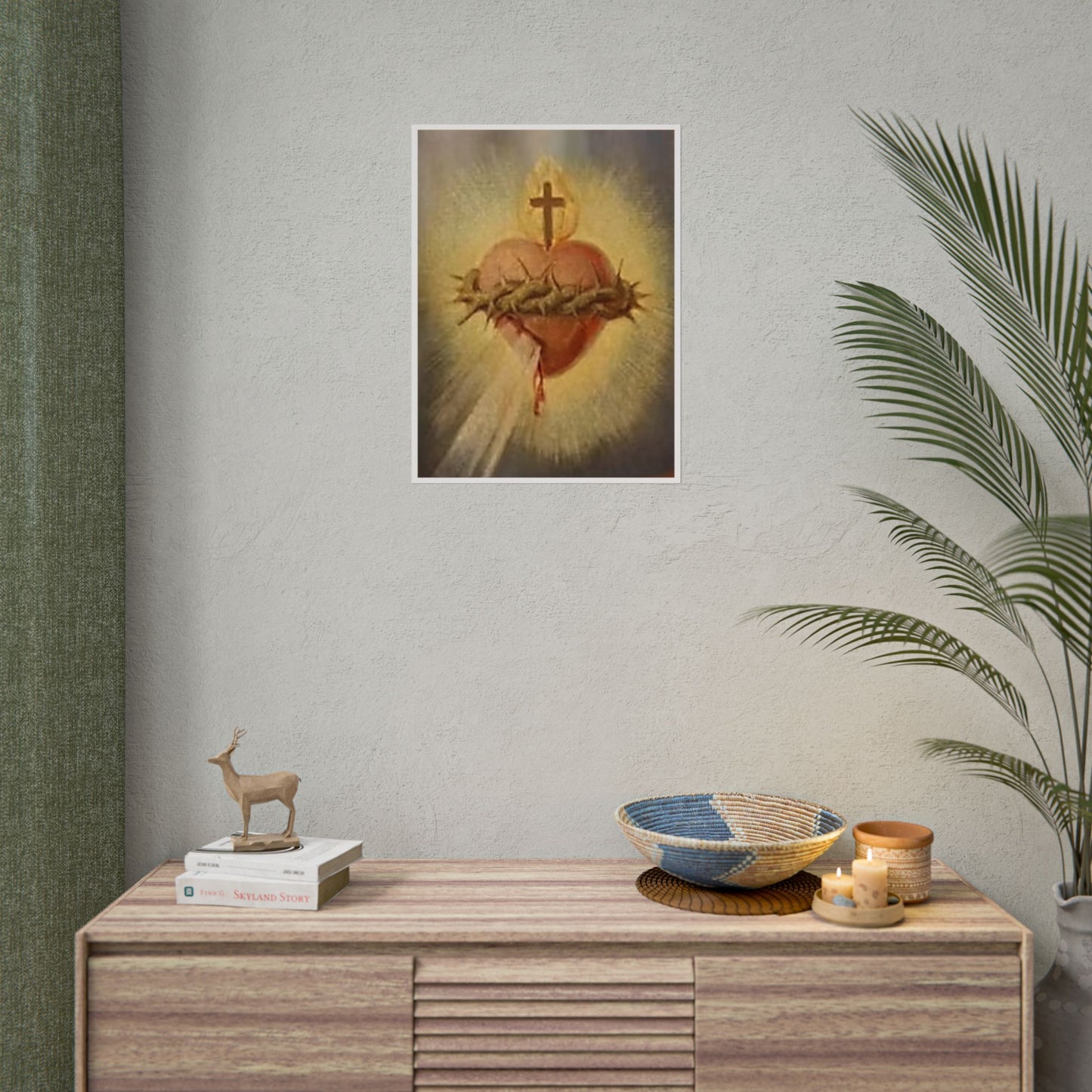 Sacred Heart of Jesus with Crown of Thorns Religious Poster Art Print
