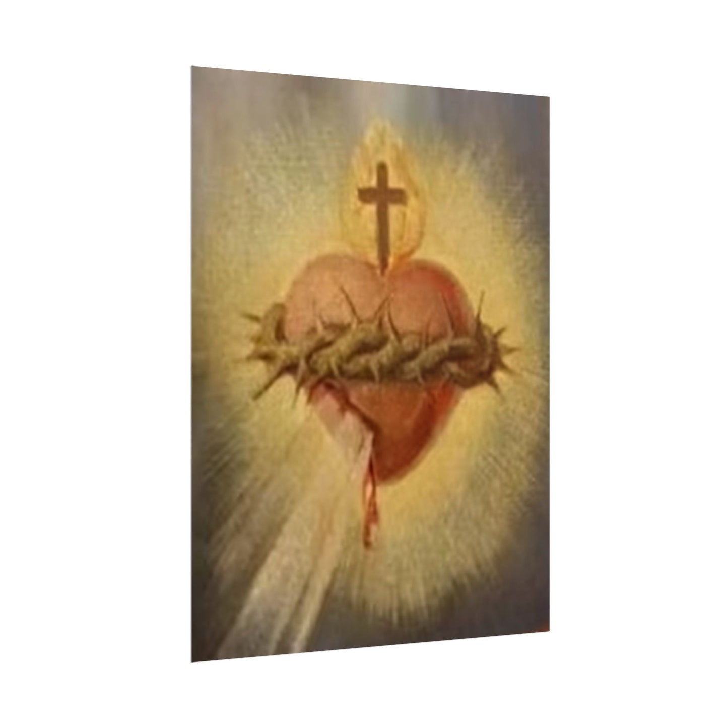 Sacred Heart of Jesus with Crown of Thorns Religious Poster Art Print