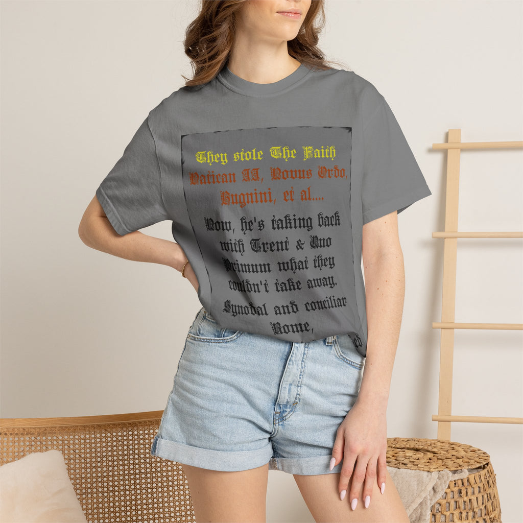Traditional Latin T-shirt — "Taking Back Trent & Quo Primum"