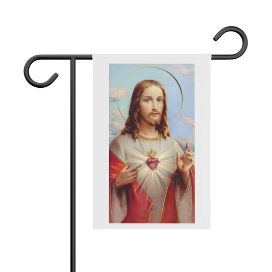 Sacred Heart Jesus Garden Flag — Religious Outdoor Banner for Yard, Church, June - The Sacred Heart Month