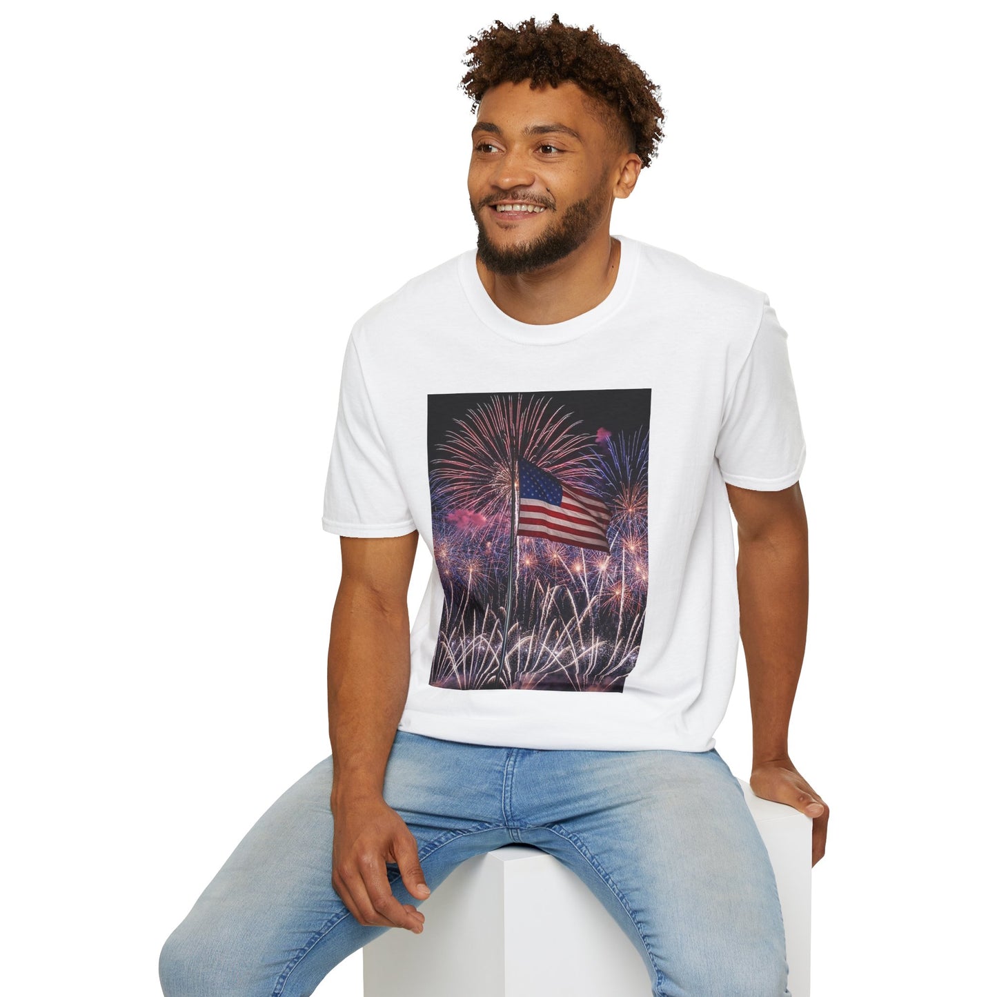 American Flag Fireworks T-Shirt — Patriotic 4th of July Tee