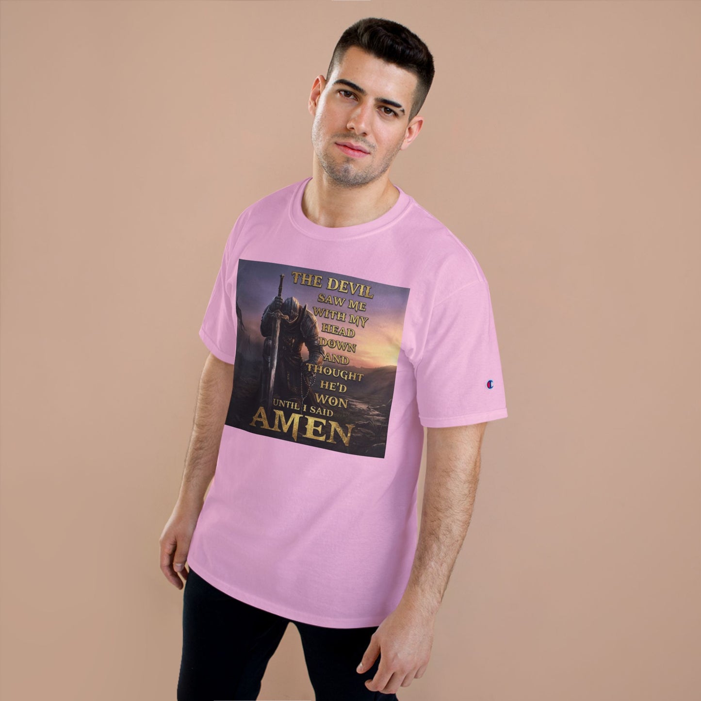 Christian Knight Prayer T-Shirt — Dawn Battlefield Survivor Design