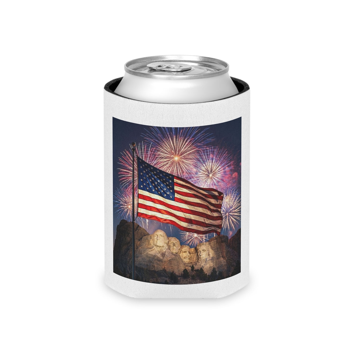USA 4th of July Drink Insulator - Four Great Presidents & Flag Fireworks