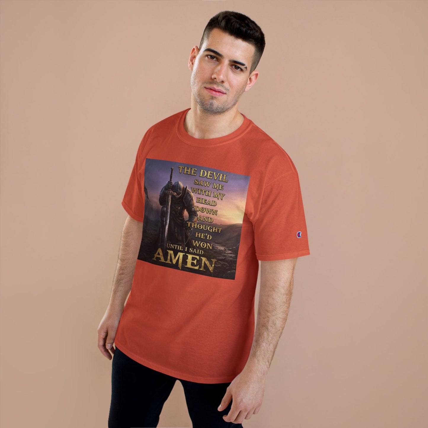Christian Knight Prayer T-Shirt — Dawn Battlefield Survivor Design