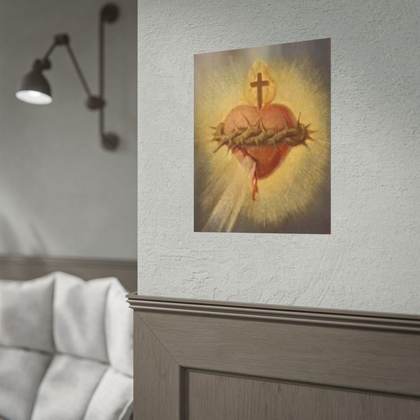 Sacred Heart of Jesus with Crown of Thorns Religious Poster Art Print
