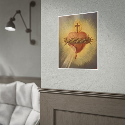 Sacred Heart of Jesus with Crown of Thorns Religious Poster Art Print