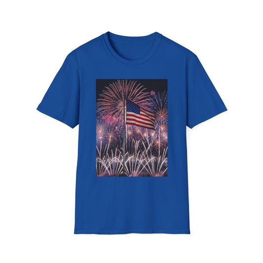 American Flag Fireworks T-Shirt — Patriotic 4th of July Tee