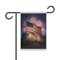 Patriotic Garden Banner – American Flag & Mount Rushmore Fireworks