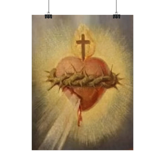 Sacred Heart of Jesus with Crown of Thorns Religious Poster Art Print