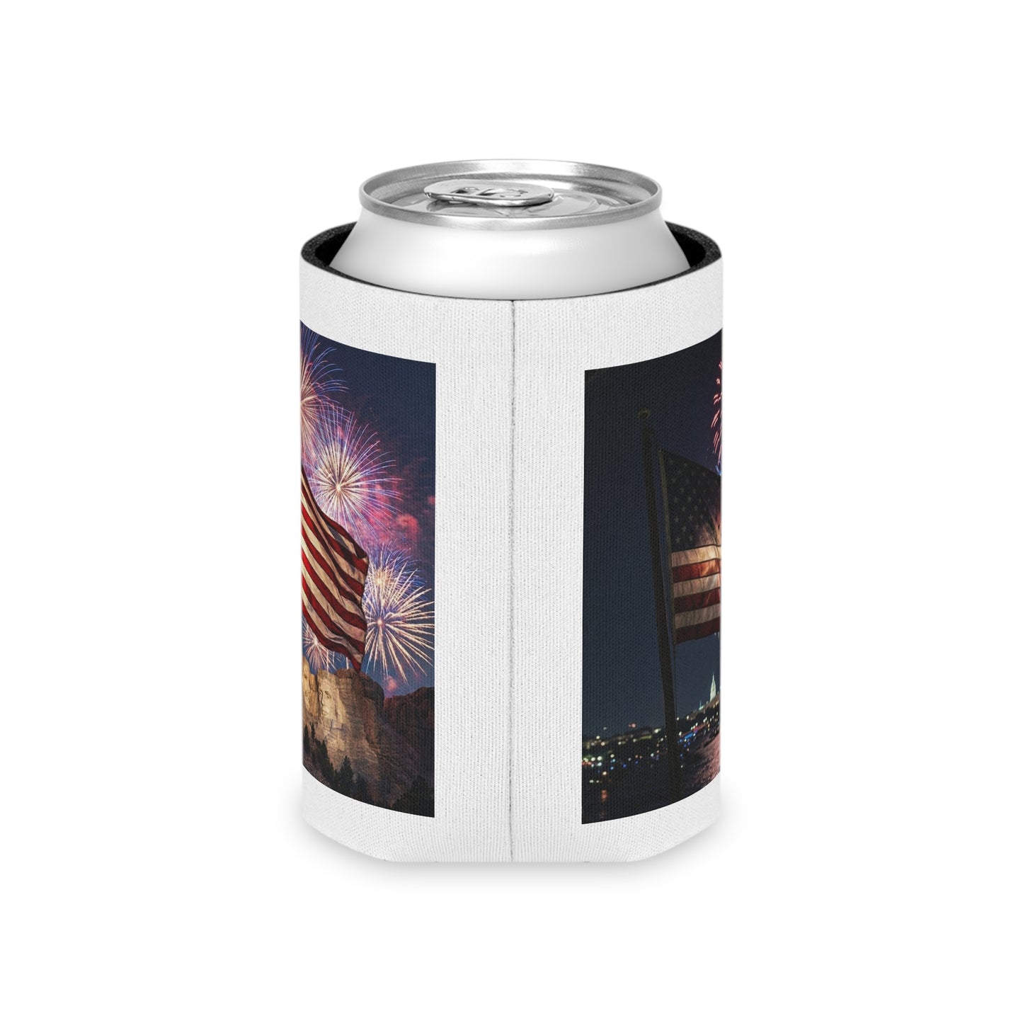 USA 4th of July Drink Insulator - Four Great Presidents & Flag Fireworks