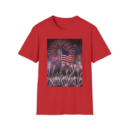 American Flag Fireworks T-Shirt — Patriotic 4th of July Tee