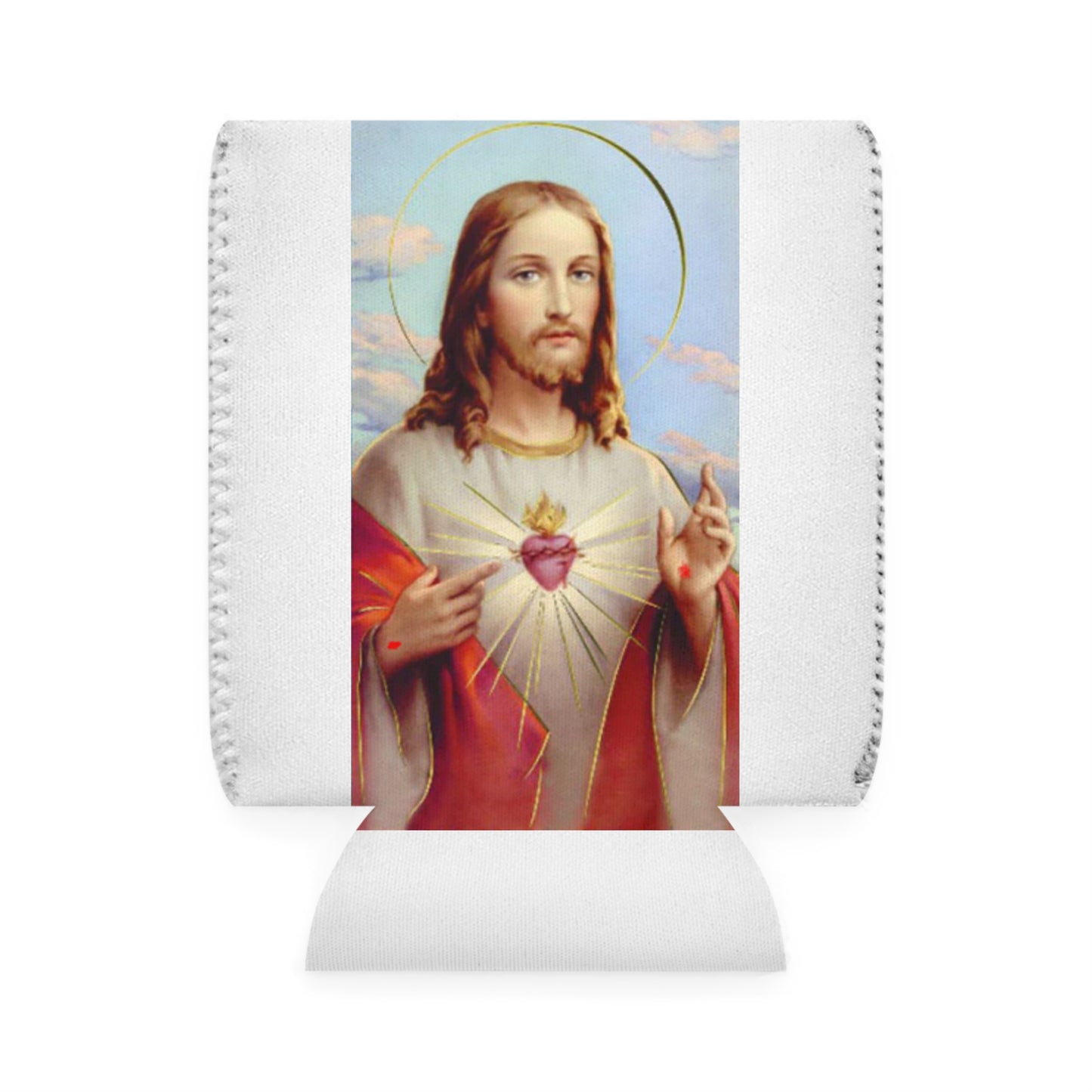 Sacred Heart Jesus Can Cooler Sleeve — Religious Beverage Insulator for Church Events & Gifts