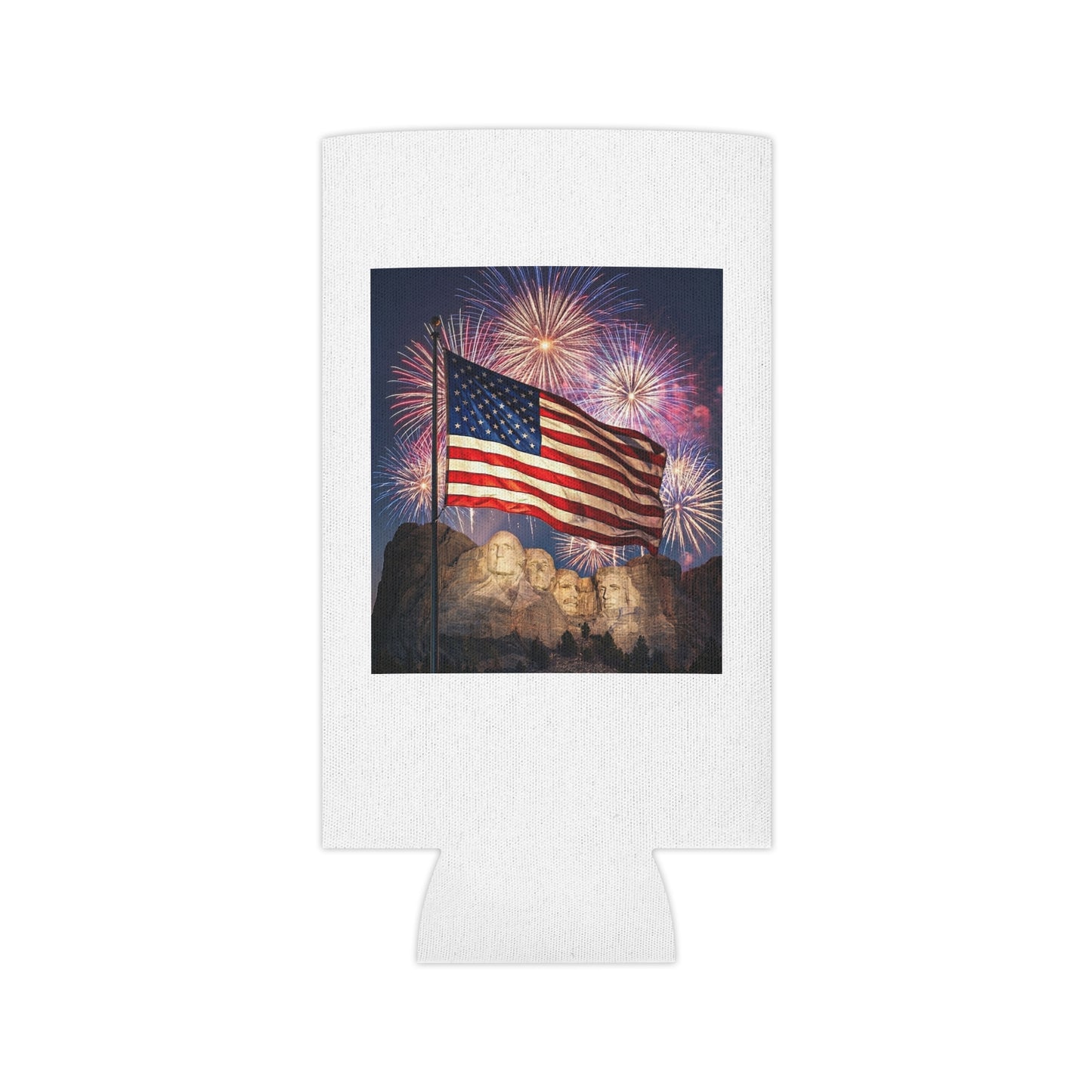 USA 4th of July Drink Insulator - Four Great Presidents & Flag Fireworks