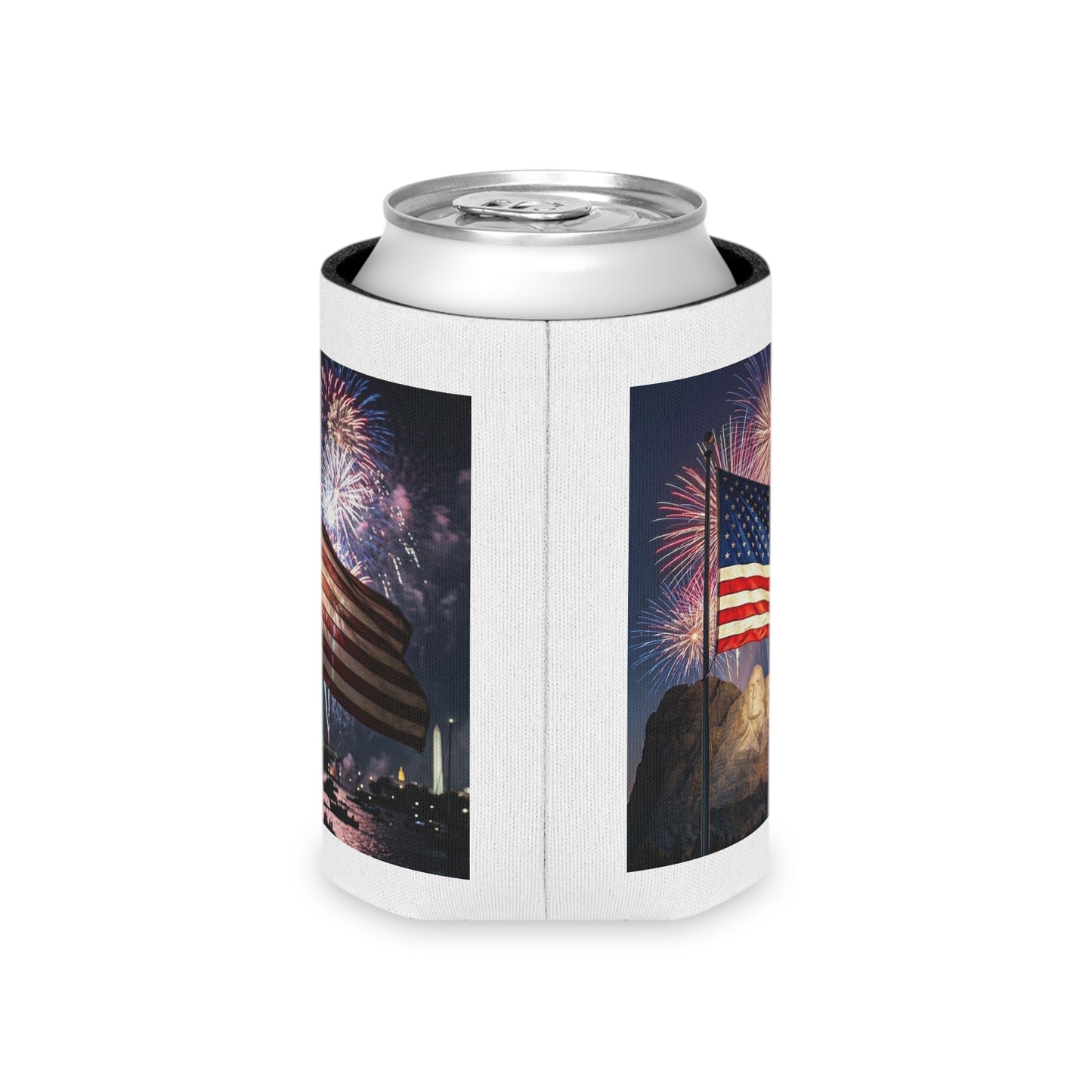 USA 4th of July Drink Insulator - Four Great Presidents & Flag Fireworks