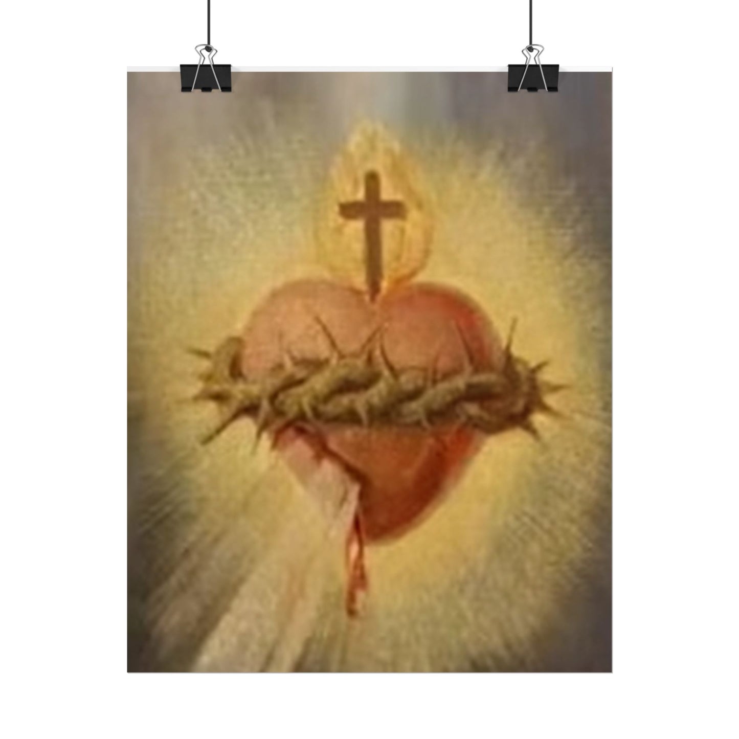 Sacred Heart of Jesus with Crown of Thorns Religious Poster Art Print