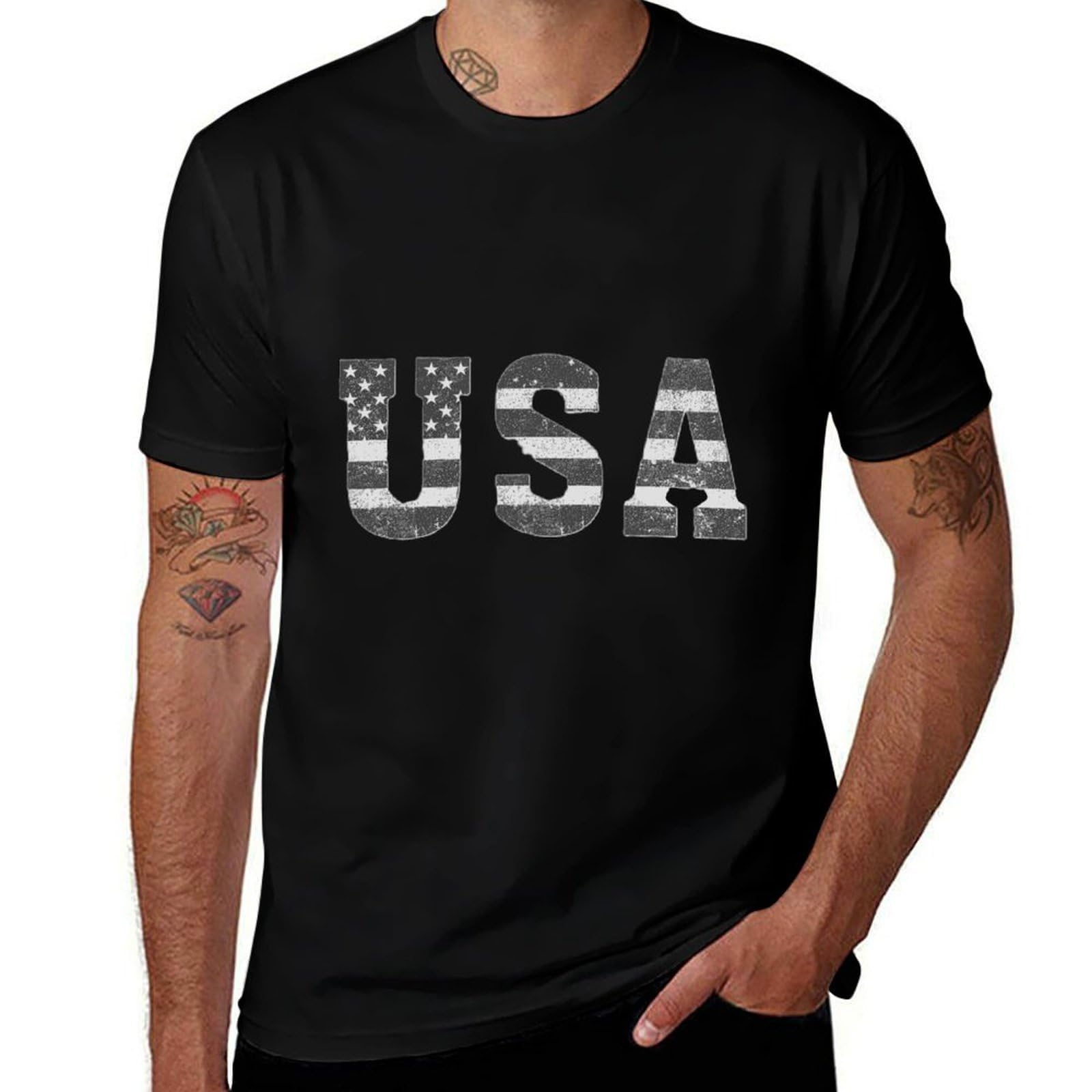 domirica American Flag Shirt Patriotic Eagle Print Cotton Novelty Cool Hippie 2025 Summer Short Sleeve Crewneck Tshirts