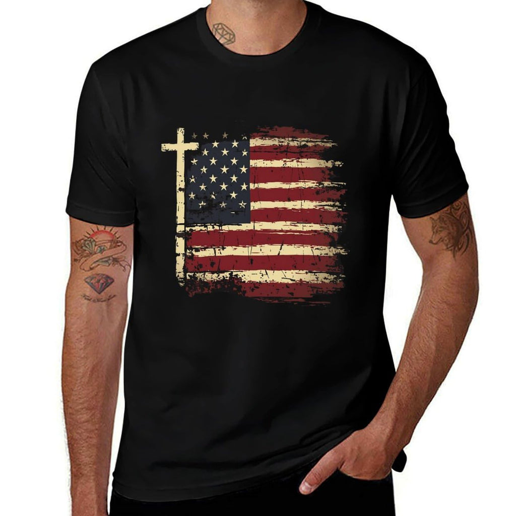 domirica American Flag Shirt Patriotic Eagle Print Cotton Novelty Cool Hippie 2025 Summer Short Sleeve Crewneck Tshirts