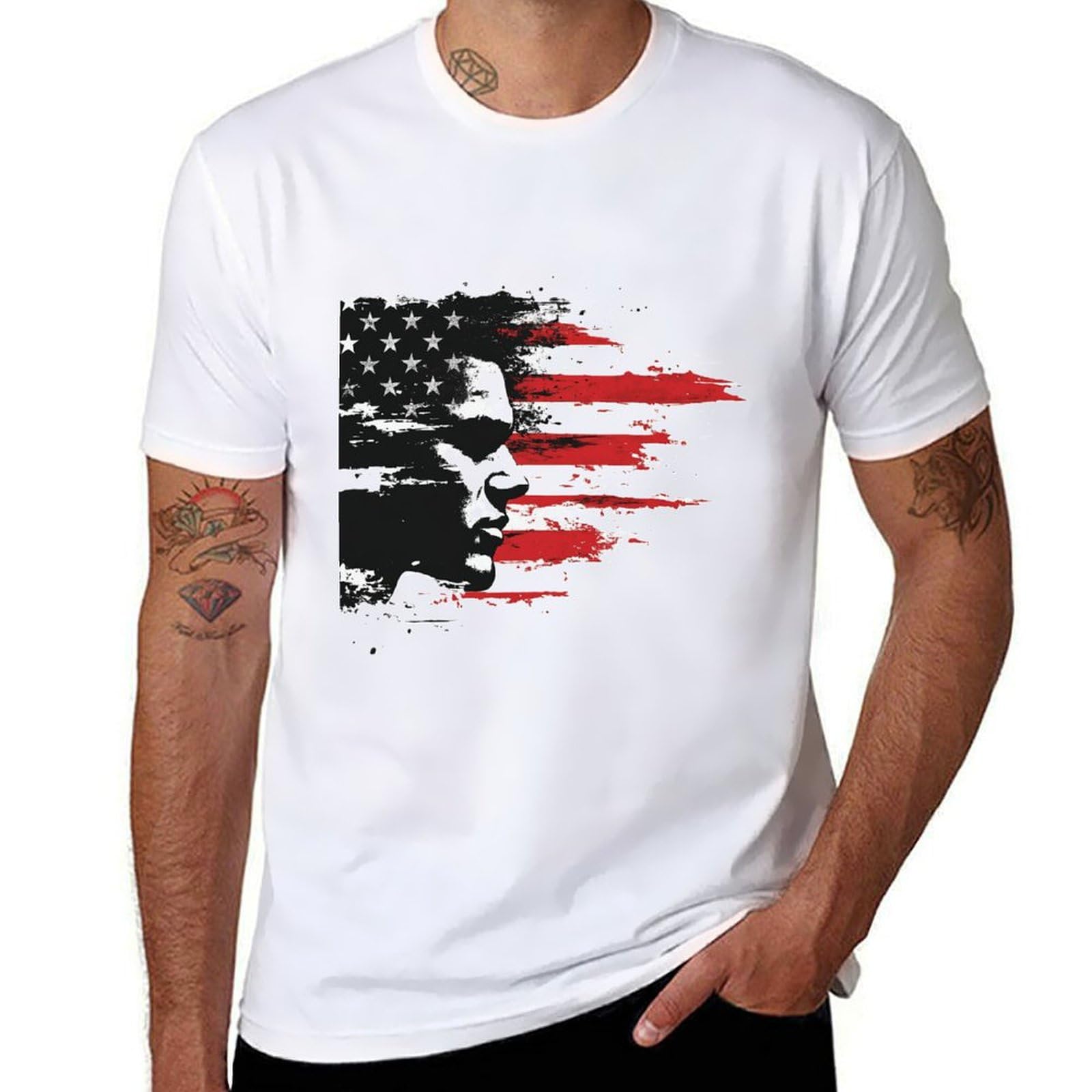 domirica American Flag Shirt Patriotic Eagle Print Cotton Novelty Cool Hippie 2025 Summer Short Sleeve Crewneck Tshirts