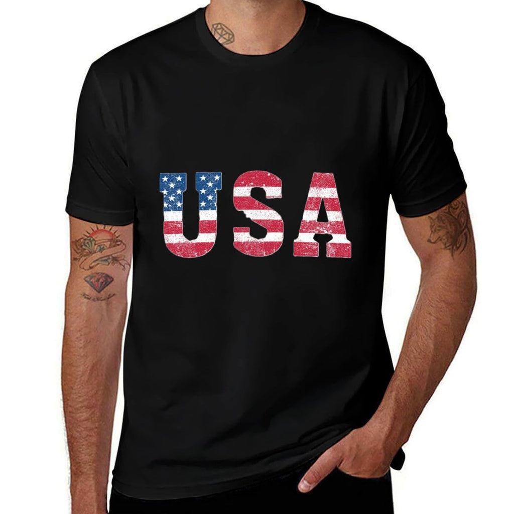 domirica American Flag Shirt Patriotic Eagle Print Cotton Novelty Cool Hippie 2025 Summer Short Sleeve Crewneck Tshirts