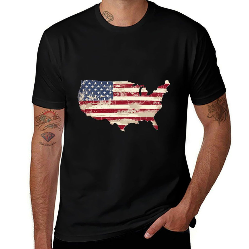 domirica American Flag Shirt Patriotic Eagle Print Cotton Novelty Cool Hippie 2025 Summer Short Sleeve Crewneck Tshirts