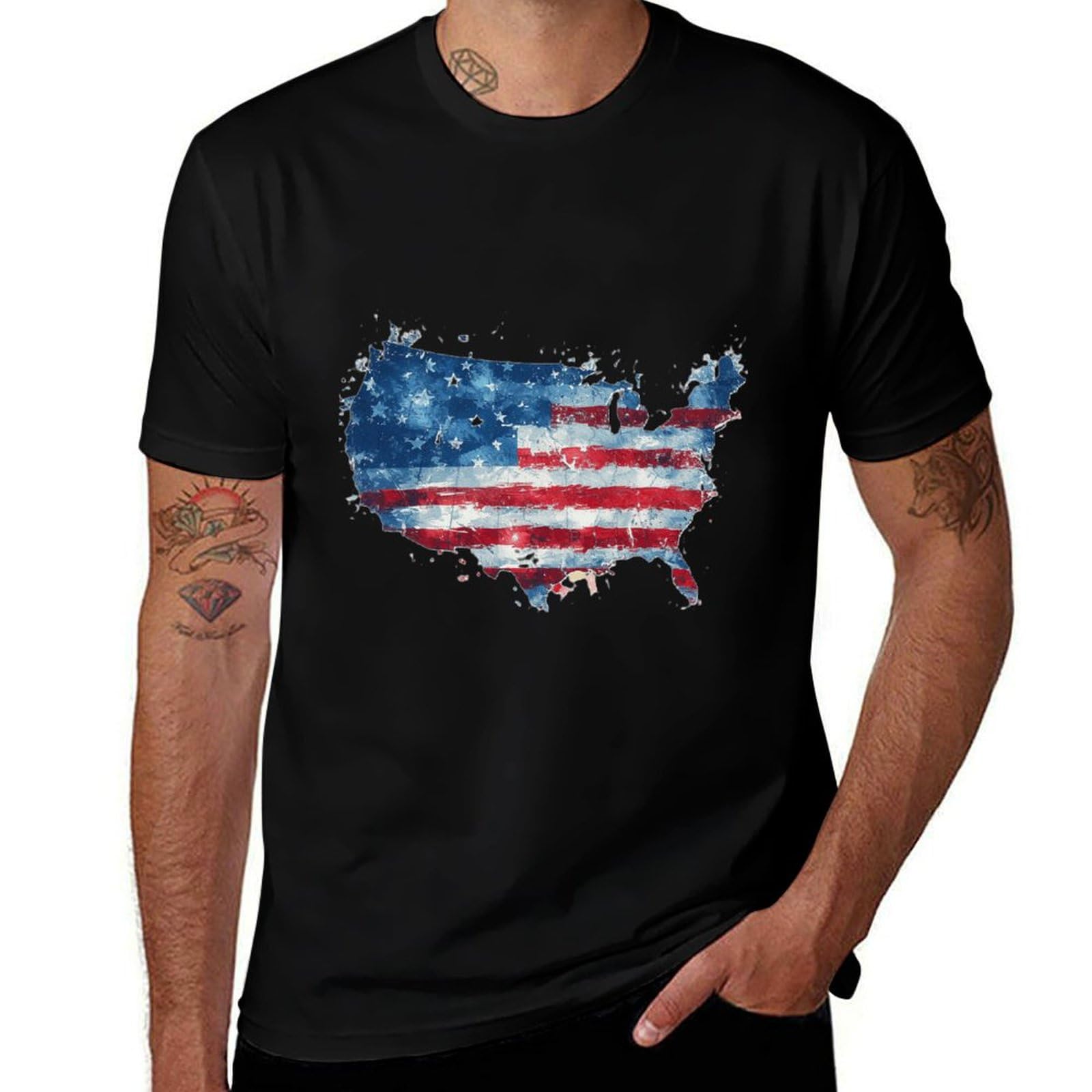 domirica American Flag Shirt Patriotic Eagle Print Cotton Novelty Cool Hippie 2025 Summer Short Sleeve Crewneck Tshirts