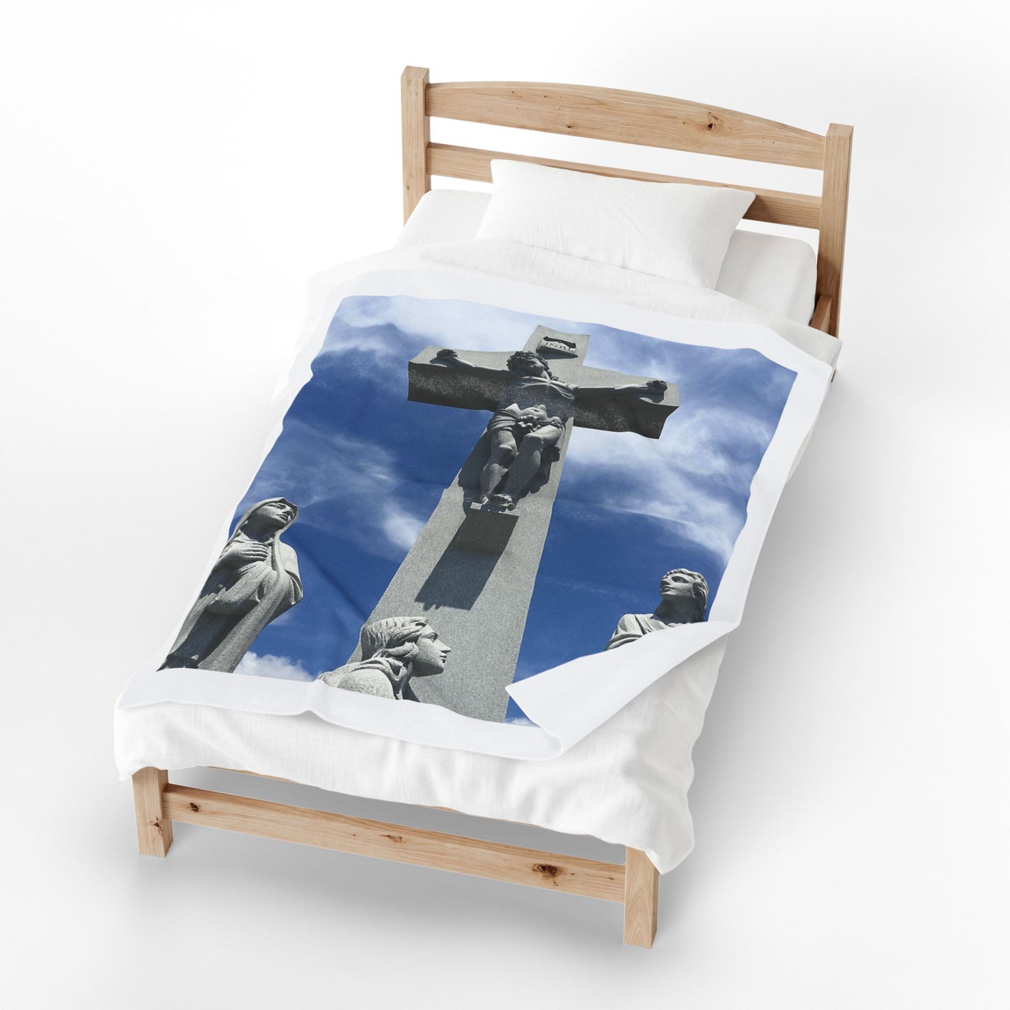 Golgotha Crucifix - Velveteen Plush Blanket — Jesus Crucifix Throw