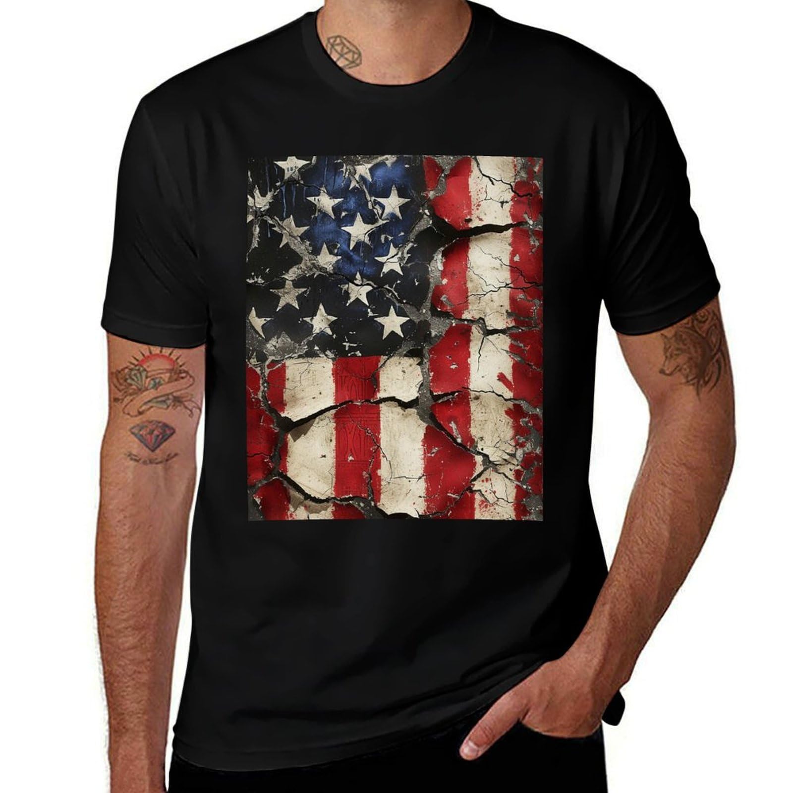domirica American Flag Shirt Patriotic Eagle Print Cotton Novelty Cool Hippie 2025 Summer Short Sleeve Crewneck Tshirts