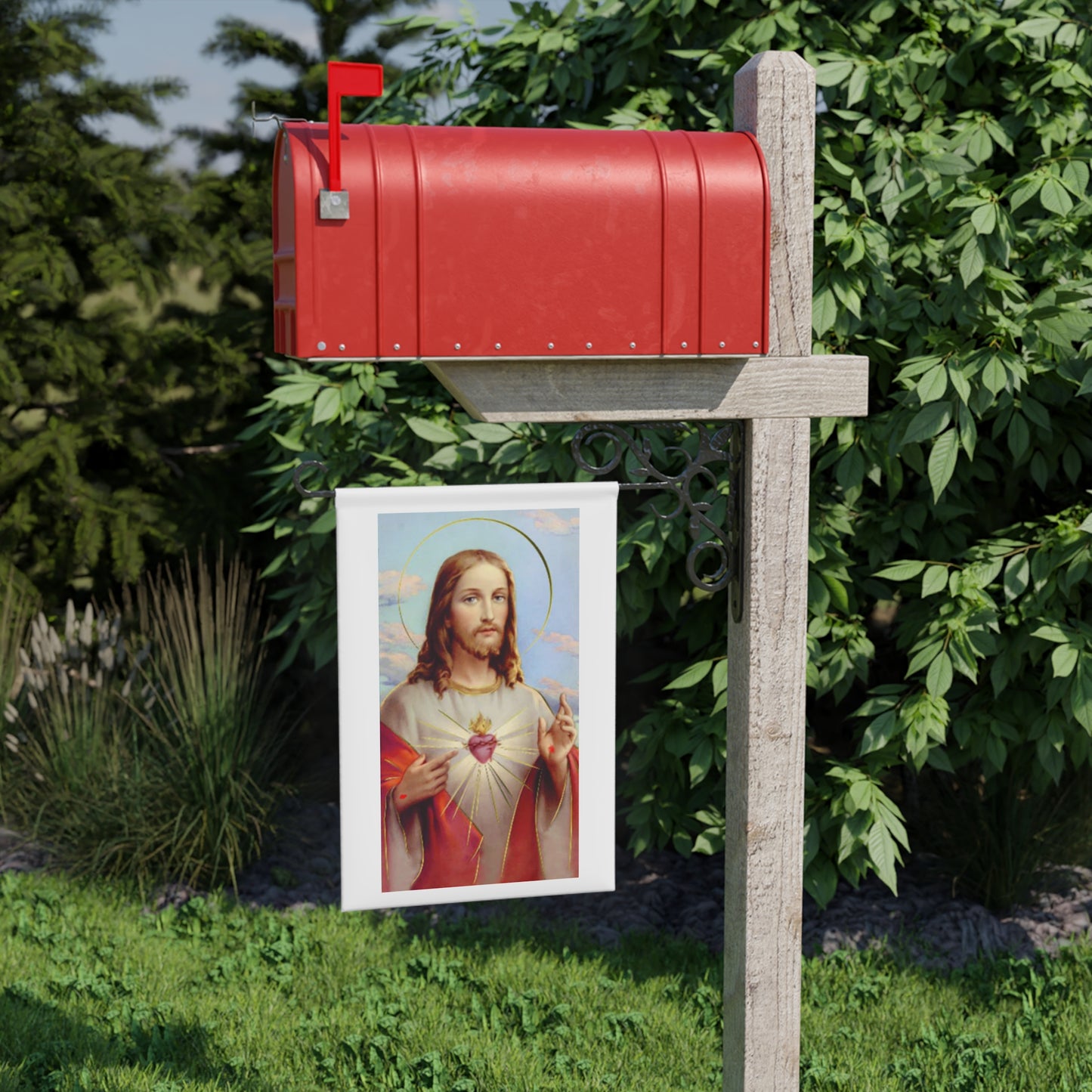 Sacred Heart Jesus Garden Flag — Religious Outdoor Banner for Yard, Church, June - The Sacred Heart Month