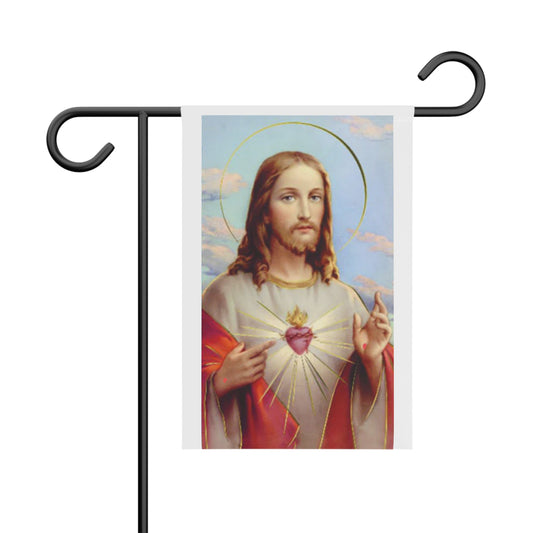 Sacred Heart Jesus Garden Flag — Religious Outdoor Banner for Yard, Church, June - The Sacred Heart Month