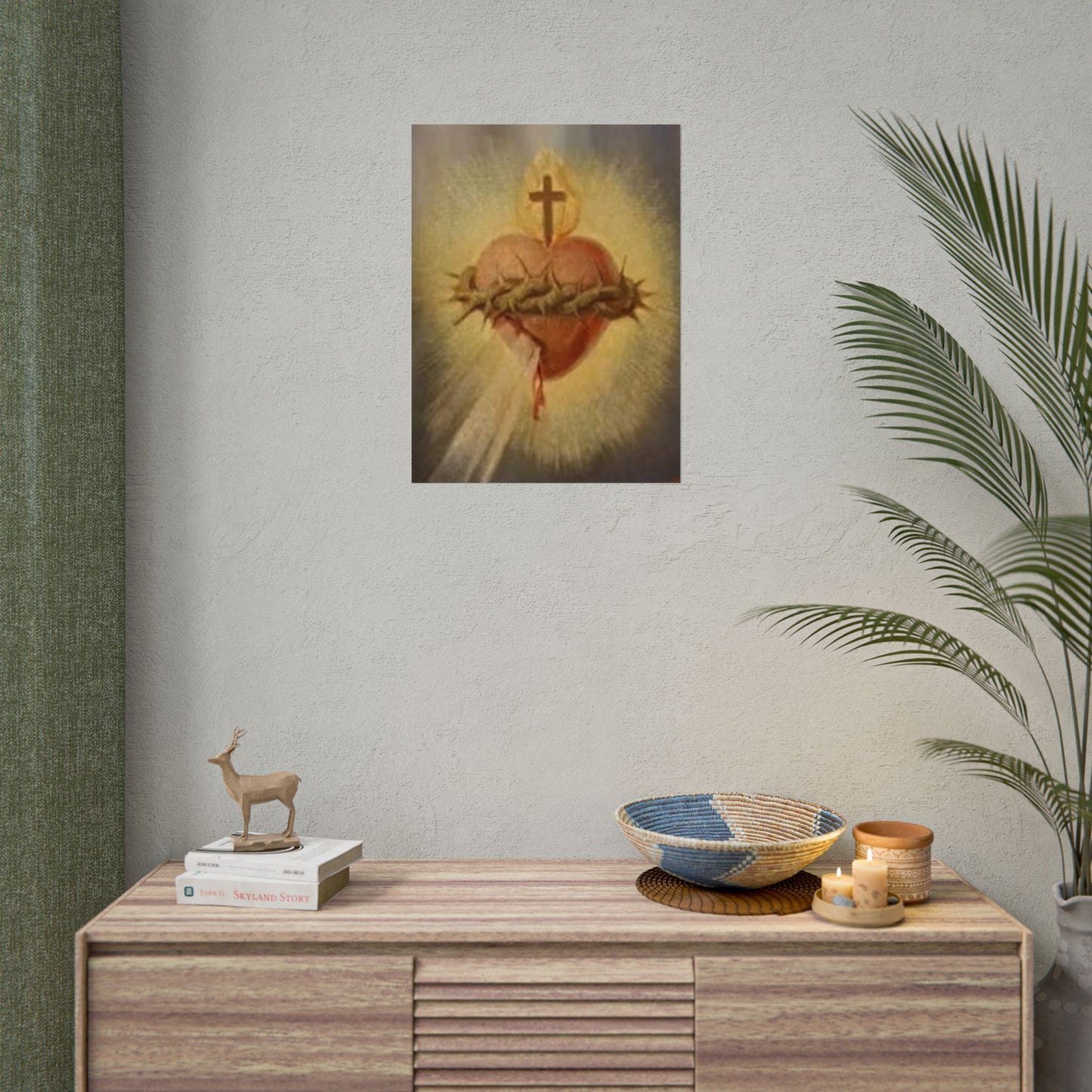 Sacred Heart of Jesus with Crown of Thorns Religious Poster Art Print