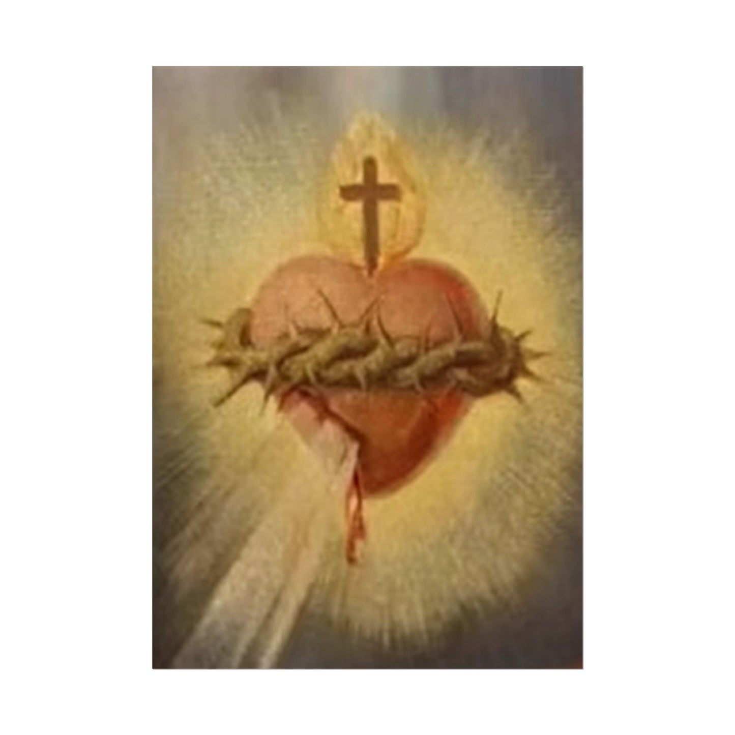 Sacred Heart of Jesus with Crown of Thorns Religious Poster Art Print
